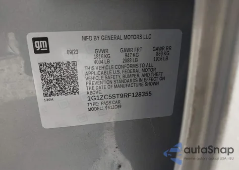 2024 Chevrolet Malibu Fwd 1Fl from USA, damaged, VIN 1G1ZC5ST9RF128355